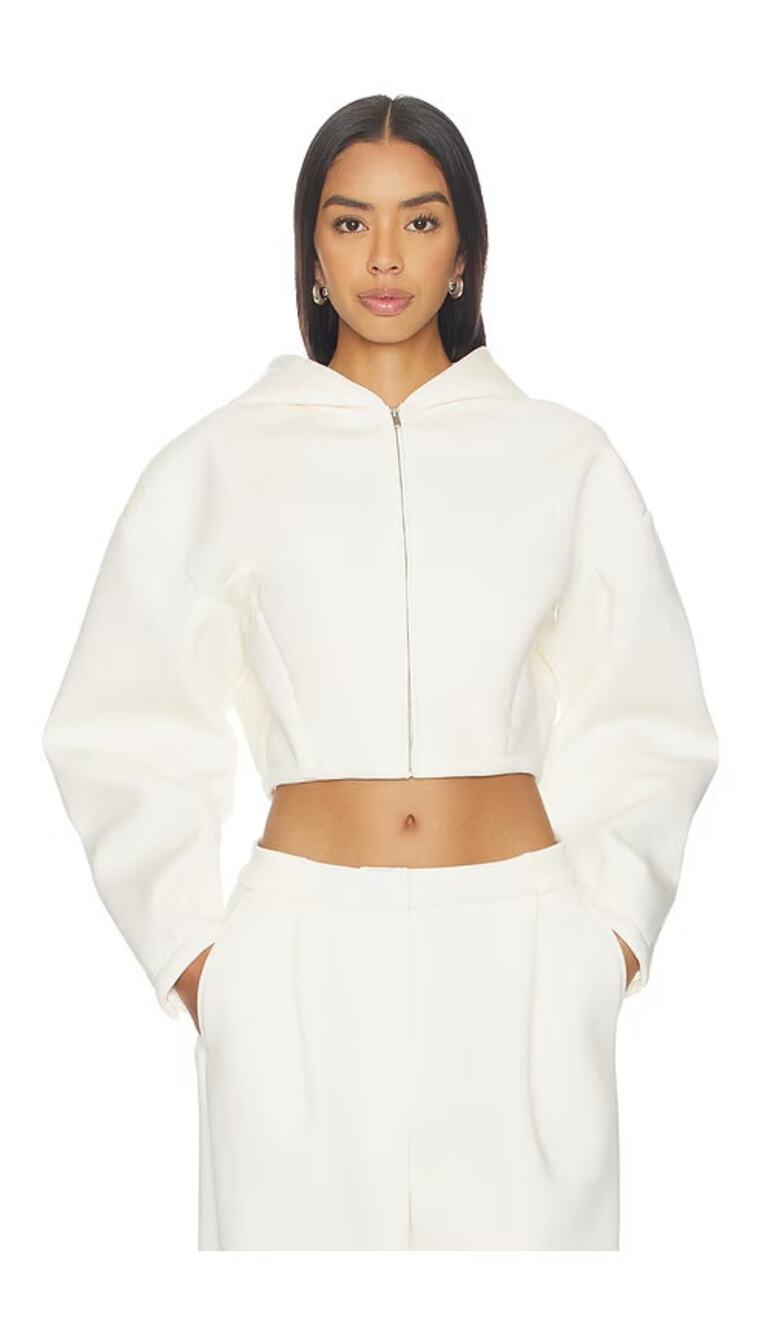 NWT XS Nike Sweatshirt Hoodie Women's Structured Full-Zip Jacket Cream Cropped
